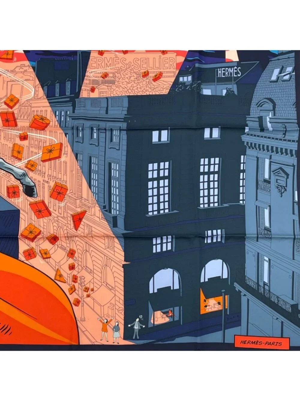 Hermes Carre 90 Scarf Space Shopping at Faubourg Blue - Picture 3 of 7